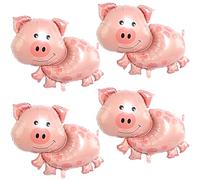 Globo de papel de aluminio de cerdo rosa, 4 unidades, globos de helio, decoración de cumpleaños granja, cerditos, cumpleaños infantiles, decoración de fiestas