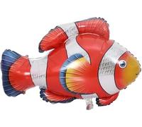 Globo de papel de aluminio de pez payaso rojo grande, globo de helio de peces tropicales para decoraciones de fiesta bajo el mar, cumpleaños de niños y decoración temática del océano, 75 cm