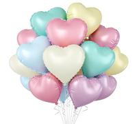Globo de papel de aluminio en forma de corazón en colores pastel, globos de helio de 18 pulgadas, globos de helio, lila, rosa, amarillo, azul, verde, globos de corazón, globos de corazón para