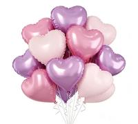 Globo de papel de aluminio en forma de corazón rosa, lila y rosa claro, globos de helio de 45 cm, globos de helio con forma de corazón, globos de helio de color rosa claro, globos de helio para
