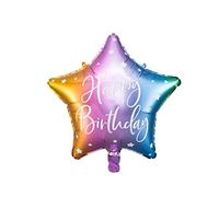 Globo de papel de aluminio Happy Birthday de 40 cm multicolor con forma de estrella FB93-000 para fiestas de clase, originales y de impacto visual hinchable de aire y helio.