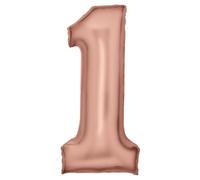Globo de papel de aluminio N34 con número 1, 86 cm, color oro rosa
