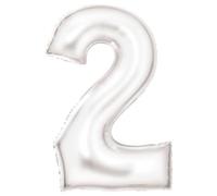 Globo de papel de aluminio N34 con número 2, 86 cm, color blanco