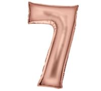 Globo de papel de aluminio N34 con número 7, 86 cm, color oro rosa
