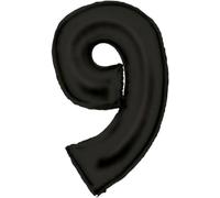 Globo de papel de aluminio N34 con número 9, 86 cm, color negro