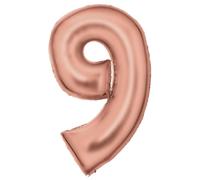 Globo de papel de aluminio N34 con número 9, 86 cm, color oro rosa