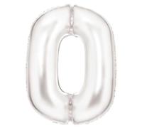 Globo de papel de aluminio N34 con número grande 0, 86 cm, color blanco