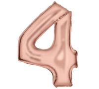 Globo de papel de aluminio N34 con número grande de 4 unidades, 86 cm, color oro rosa