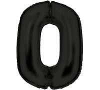 Globo de papel de aluminio negro brillante número 0, tamaño grande, N34, 86 cm