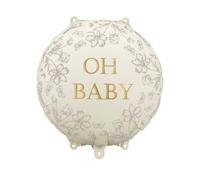 PartyDeco Globo de papel de aluminio Oh Baby 35 cm beige con flores – Helio y aire – Baby shower