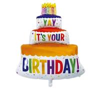 Globo de papel de aluminio para tarta de 102 x 62 cm, diseño de YAY IT'S YOUR BIRTHDAY, globo decorativo para cumpleaños, fiestas, bodas, reutilizable con válvula automática, no necesita helio, regalo
