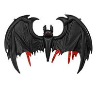Globo de papel de murciélago negro con detalles en rojo, aprox. 120 x 81 cm, relleno de aire, incluye pajita, globo decorativo de Halloween, grande, decoración de fiestas, fiestas temáticas