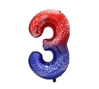 Globo de Película Aluminiocon Número de Araña, 101,6 cm Rojo Dibujos Animados Ideal para Fiestas Cumpleaños Baby Shower Aniversarios (Número 3)