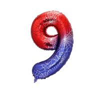 Globo de Película Aluminiocon Número de Araña, 101,6 cm Rojo Dibujos Animados Ideal para Fiestas Cumpleaños Baby Shower Aniversarios (Número 9)