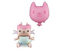 Globo de película de Gabby's Dollhouse Baby Box, 43 x 46 cm, con gato, 35 x 37 cm, para helio o aire, decoración de cumpleaños para niños, decoración de cumpleaños
