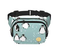 Globo de pingüino con Copo de Nieve,Riñonera Cuadrada de Doble Capa, Bolso de Viaje, Bolso Informal para el Pecho.