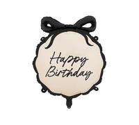 Globo de plástico de 47 x 45 cm con texto "Happy Birthday" - Globo para helio o aire, con lazo para cumpleaños, decoración de cumpleaños, color negro marfil