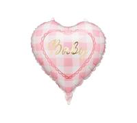 Globo de plástico en forma de corazón y diseño de cuadros con texto Baby 35 cm, globo para helio o aire, globo de plástico para cumpleaños, baby showers, fiestas de nacimiento, globo para fiestas