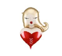 Globo de plástico para niña, 57 x 74,5 cm, globo de helio XXL, globo de figura para despedida de soltero, decoración para fiestas, color rojo y dorado