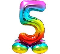 Globo de plástico Rainbow con base - Número 5 - aprox. 81 cm.