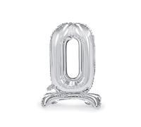 Globo de plata número 0, globo soporte de aluminio de pie inflable con aire Adornos para fiesta de cumpleaños, fiesta de aniversario, años de graduación, niño y niña, altura 70 cm