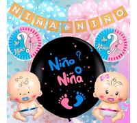 Globo de Revelación de Sexo Bebe en Español - 2 globos de aluminio con forma de Niño o Niña - Globos azules y rosas - Genger Reveal - Sorpresa Embarazo - Celebracion fiesta género