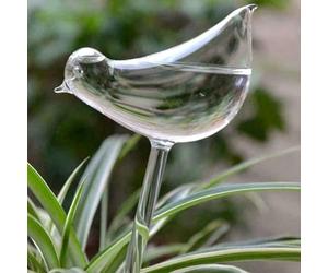 Globo de riego ornamental estilo pájaro hecho de vidrio de borosilicato de alta calidad para una entrega constante de humedad a plantas en maceta, plantas de interior y camas al aire libre