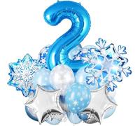 Globo decorativo de copos de nieve, globos con números de cumpleaños 2 años, globo de lámina de copo de nieve, globos de helio con copos de nieve, globo de copos de nieve