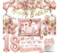 Globo decorativo para 18 cumpleaños para niña, 18 cumpleaños, oro rosa, 18 años para niñas, decoración de cumpleaños para 18 pancartas de feliz cumpleaños, globos de oro rosa (18 cumpleaños)