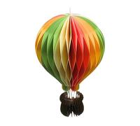 Globo decorativo XL, globo aerostático colgante, globo de panal de abeja, decoración de jardín, colgante de papel como globo aerostático con cesta de colores, 1 unidad, tamaño: 19 x 19 x 31 cm.