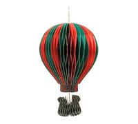 Globo decorativo XL, globo de papel para colgar, globo aerostático, decoración de jardín, colgante de papel como globo aerostático con cesta en rojo/verde, 1 pieza, tamaño: 19 cm x 19 cm x 31 cm