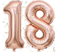 Globo digital gigante de 40 en oro rosa con número 18, decoraciones de 18 cumpleaños para niños o niñas, globos de aluminio Mylar para fiestas de cumpleaños, aniversarios decoraciones