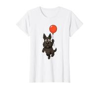 Globo Divertido Scottish Terrier Scottie Retro Dog Camiseta gráfica económica, Mujer, Blanco, L