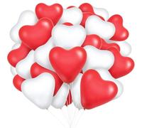 Globo en Forma de Corazón Hillylolly 100 Piezas Globos de Corazón de Cumpleaños, Globo de Corazón, Corazón Globo para el día de San Valentín/Compromiso/Cumpleaños (Rojo y blanco 100 pcs)