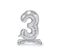 Globo en forma de número 3 de plata, soporte de papel de aluminio inflable de aire, adornos para fiesta, cumpleaños, aniversario, años de graduación, niño, niña, 70 cm de altura