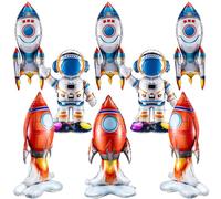 Globo Espaciales 4D, 8 Piezas Globos Fiestas Espaciale, Globos Astronauta Cohete Nave Espacial, Globos de Aluminio para Niños Decoraciones de Fiesta Espacial