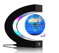 Globo Flotante Magnético con Luces LED de 7 Colores, Rotación 360°, Lámpara STEM Educativa del Mapa del Mundo, Luz Nocturna para Geografía, Decoración de Escritorio y Regalo Único para Niños y Adultos