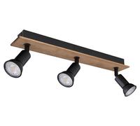 Globo Foco - Marrón - Negro - B 40 cm - Madera - Metal - 3 focos