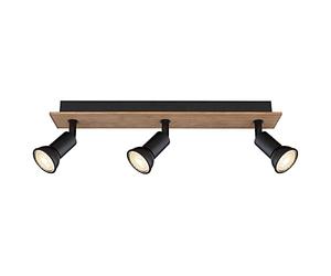 Globo Foco - Marrón - Negro - B 40 cm - Madera - Metal - 3 focos