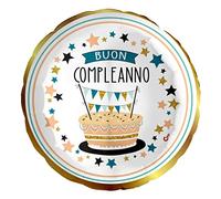 Globo foil balloon mylar redondo (46 cm, 18 pulgadas), feliz cumpleaños Shiny Gold