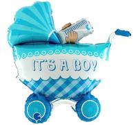 Globo gigante 3D para cochecito de bebé, 107 cm, azul, XXL, para fiestas de bebé, bautizos, niños, globos gigantes