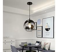 Globo Globo Globo de la Bola araña lámpara de Techo de Metal Moderno Mapa del Mundo araña Negro E27 Ronda Chandelier Bar Café Decoración Lámpara Colgante Lámpara de Techo Techo