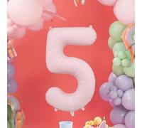Globo grande de papel aluminio rosa claro número 5 - Decoración gigante para fiesta de cumpleaños, accesorio para cabina de fotos, telón de fondo de celebración y decoración de eventos