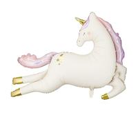 Globo grande de unicornio de 44.5 x 32.7 pulgadas, decoración de fiesta para niña voladora, decoración de fiesta temática de unicornio blanco, morado, rosa, globos de aluminio mate para bebés y niñas
