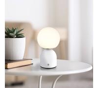 Globo Julsy lámpara de mesa LED recargable, blanca, altura 21 cm, metal, CCT