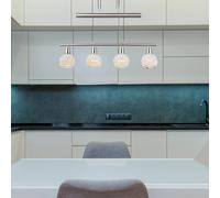 Globo Lámpara colgante Elliott, longitud 60 cm, níquel mate, metal/vidrio