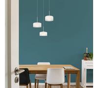 Globo Lámpara colgante LED Belinda, Ø 40 cm, blanca, 3 luces, cristal True