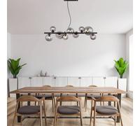 Globo Lámpara colgante Riha, longitud 87 cm, negro/color humo, 9 luces. True