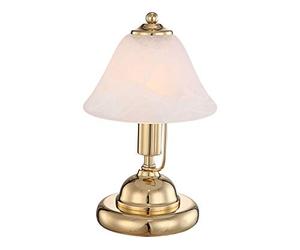 Globo Lámpara de mesa ANTIQUE con LED, latón/pantalla de cristal alabastro, táctil encendido/apagado