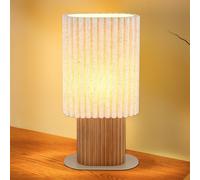 Globo Lámpara de mesa Jannie, color natural/marrón/arena, lino, 45 cm, E27